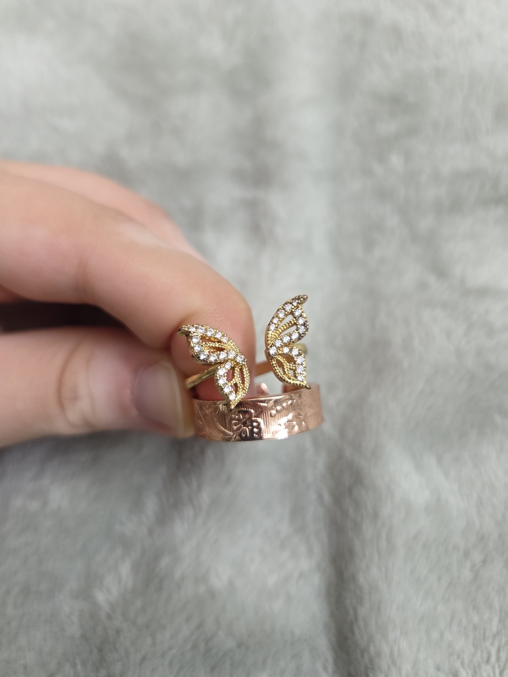 Gold butterfly Crystal Open Ring - Elegant Women's Jewelry